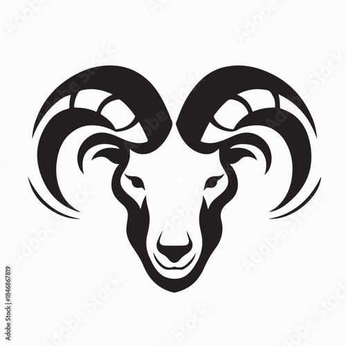 Aries Zodiac Goat Head Logo Design Vector on White Background