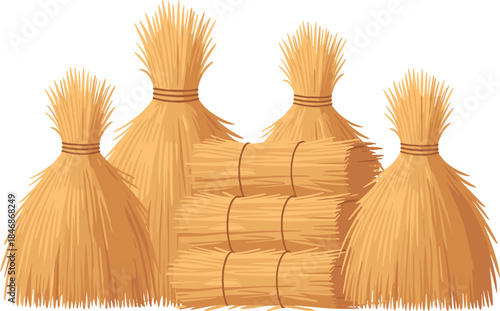 Bundles and Sheaves of Harvested Straw and Dry Hay Bales