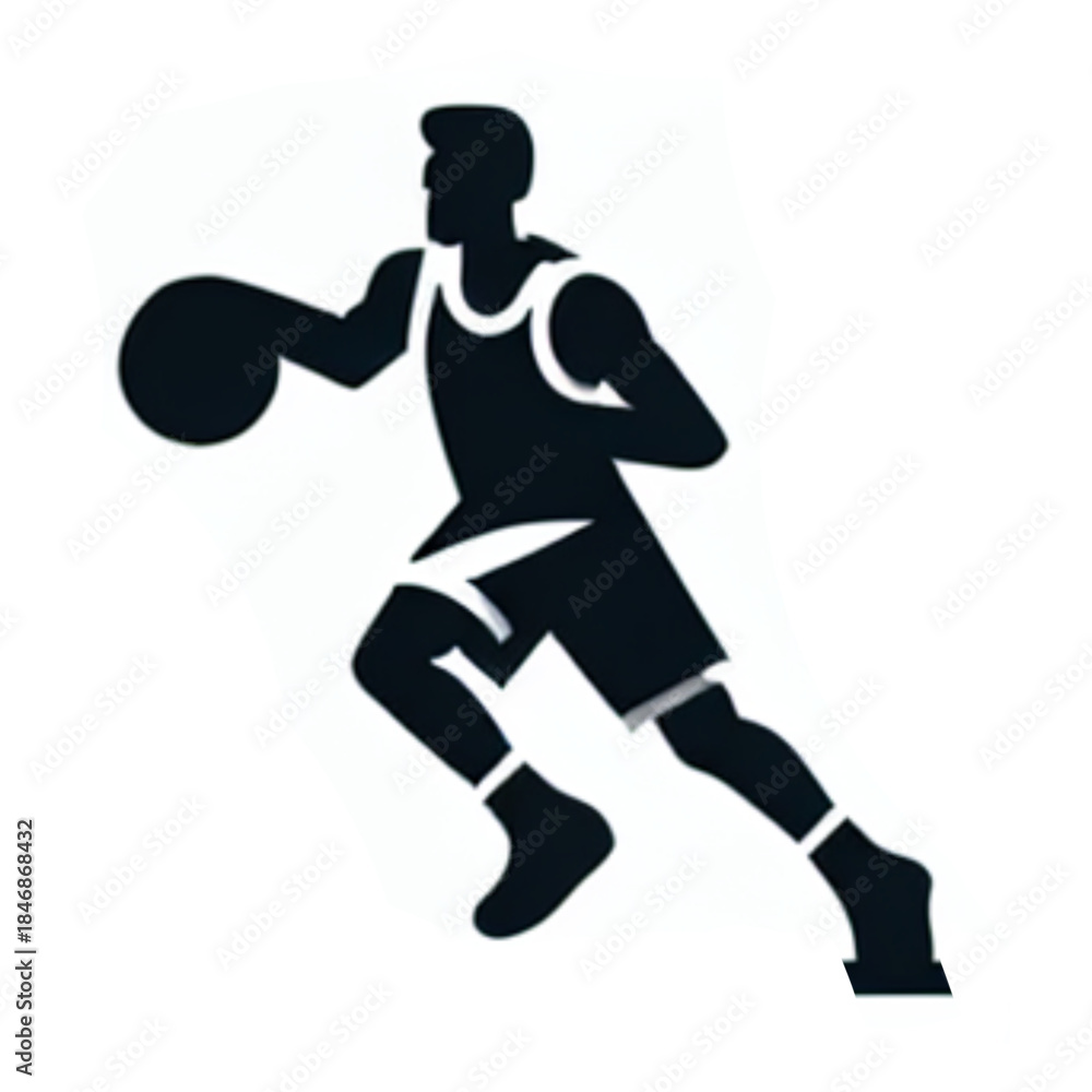 Naklejka premium Basketball Dribble Pose Silhouette Vector Icons