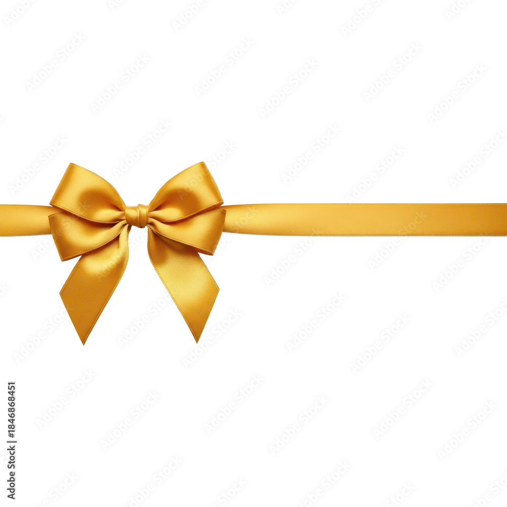 Fototapeta premium Golden ribbon bow on a transparent background for gift wrapping and decoration