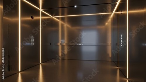 Modern elevator interior background.
