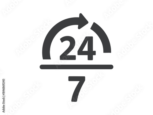 Twenty four seven symbol indicating continuous operation and availability