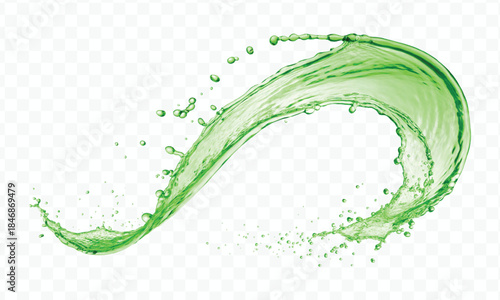 dynamic smooth liquid fresh water splash with drops in mid air cut out and curve style isolated on white background