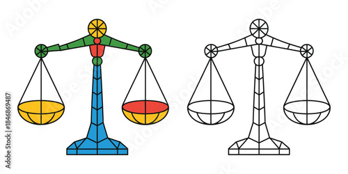 Balance scale coloring page Vector illustration