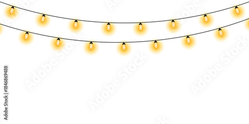 Christmas lights garland, cozy light chain lights flicker, bright garlands bulbs, glowing festive string light decoration