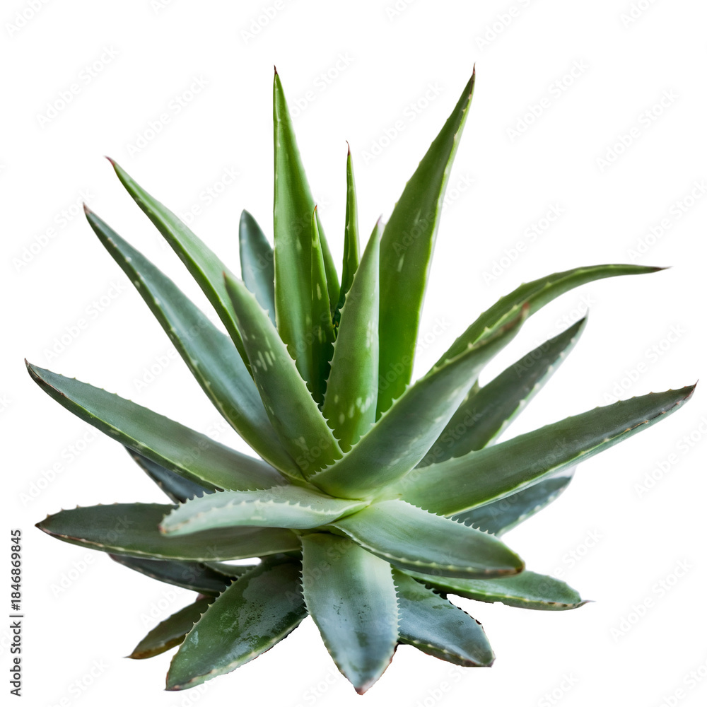 Fototapeta premium Fresh Green Aloe Vera Succulent Plant Isolated