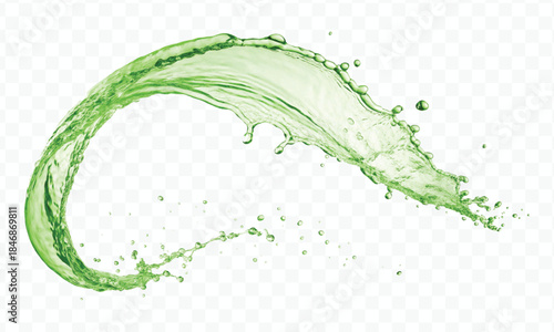 dynamic smooth liquid fresh water splash with drops in mid air cut out and curve style isolated on white background