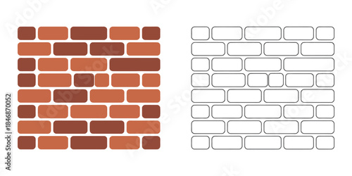 Brick wall coloring page Vector illustration