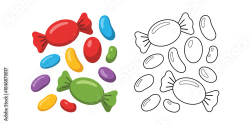 Candy coloring page Vector illustration