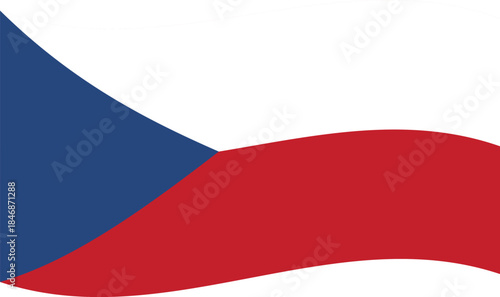 Czech Republic flag waving vector, flat minimal national banner
