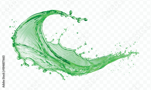 dynamic smooth liquid fresh water splash with drops in mid air cut out and curve style isolated on white background