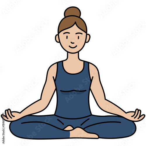 Illustration of Woman Meditating in Lotus Position