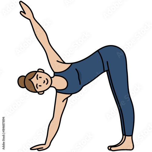 Illustration of Woman Practicing Yoga Half Moon Pose