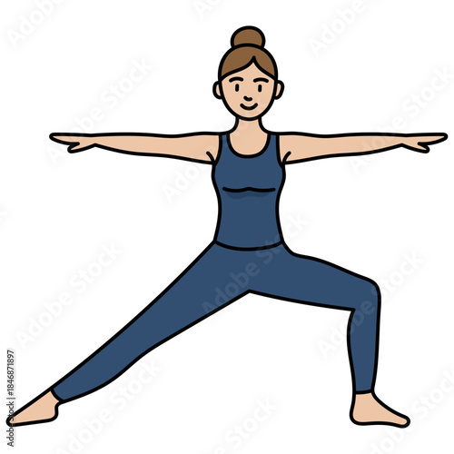 Illustration of Woman in Yoga Warrior Pose