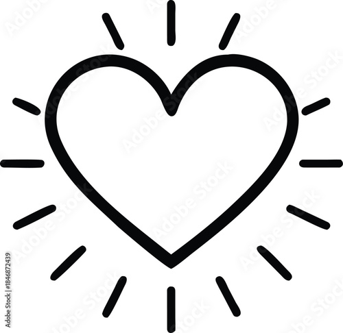 Vector icon of a radiant heart or shining heart. 