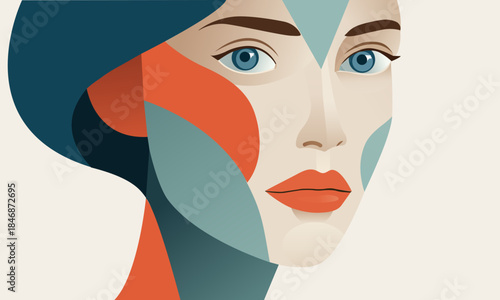  Cubist woman portrait angular abstract