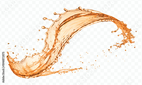 dynamic smooth liquid fresh water splash with drops in mid air cut out and curve style isolated on white background