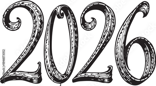 A vintage style 2026 with an elegant and ornate design for this year's visual content.