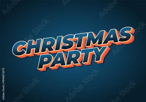 A vibrant graphic design featuring the words Christmas Party in bold, stylized typography against dark blue background.