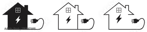 Smart Home Electricity Connection Icon Set Banner.