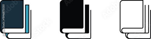 Book vector Icon set in color, Black, and outline styles Isolated on transparent background.