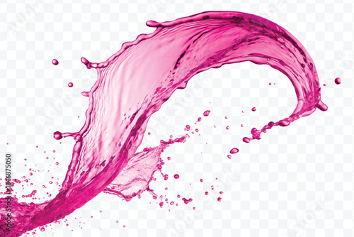 dynamic smooth liquid fresh water splash with drops in mid air cut out and curve style isolated on white background