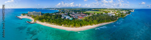 Fotografie Drill Hall Beach panoramic aerial view at South Coast in city of Bridgetown, Saint Michael, Barbados