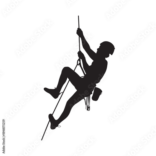 a silhouette of a rock climber ascending a steep cliff face showcasing strength skill and determination in outdoor adventure high quality