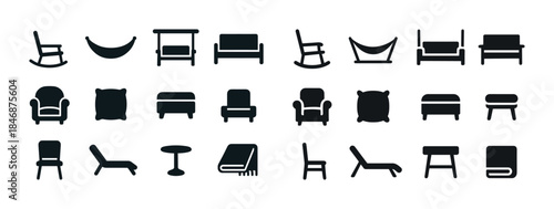 Silhouette icons of indoor and outdoor furniture collection