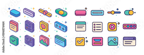 Colorful flat ui icons for web design and user interface element