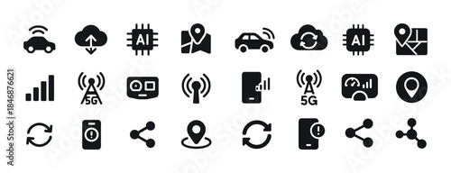 Smart technology and connectivity icons collection