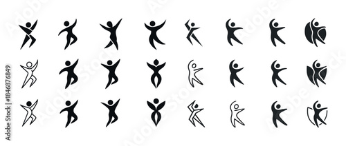 Silhouette figures expressing movement and dance in various pose