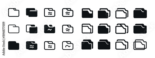 Set of twenty folder icons in various styles