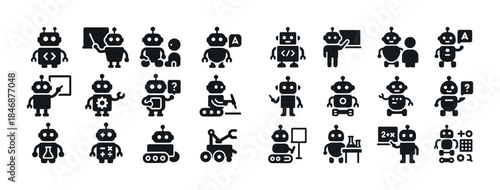 Collection of robot icons: education, technology, ai, innovation