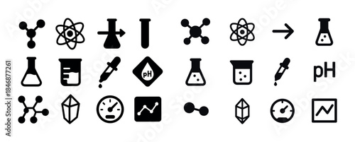 Chemical and laboratory icon set with molecules and tools