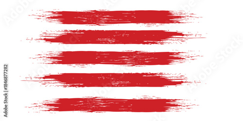 Straight red ink vector lines pack. Bloody color long and round hand-drawn brushstroke text highlights, frames, circles. Asian calligraphy, design modern eps10