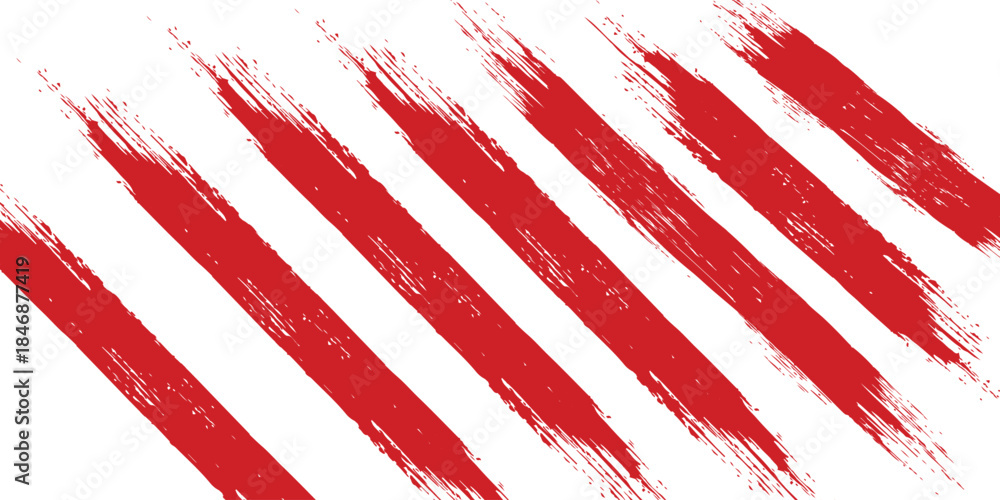 Fototapeta premium Straight red ink vector lines pack. Bloody color long and round hand-drawn brushstroke text highlights, frames, circles. Asian calligraphy, design modern eps10
