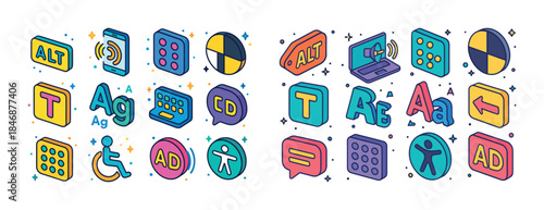 Accessibility symbols and icons collection for digital accessibi