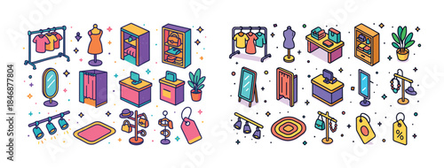 Colorful clothing and accessories in modern retail environment i