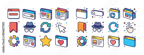 Collection of colorful web and browser icons