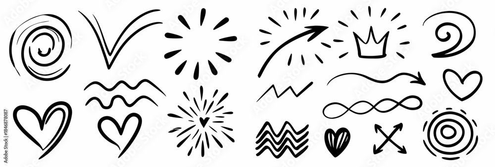 Fototapeta premium Hand drawn doodle design elements and symbols