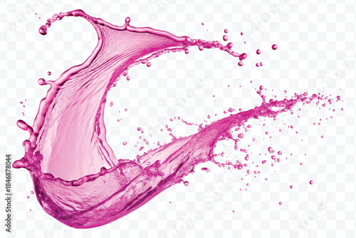 dynamic smooth liquid fresh water splash with drops in mid air cut out and curve style isolated on white background