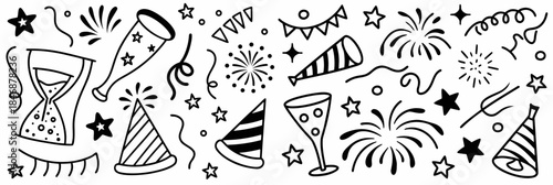 Celebration icons for New Year's Eve party decorations