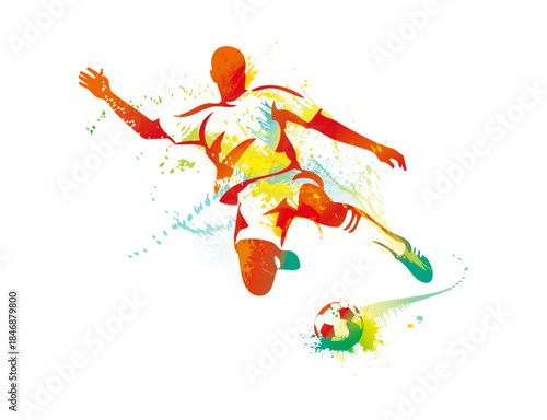 Vector illustrator photo of a person kicking a ball 