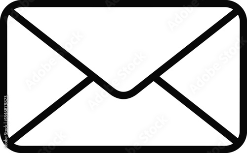 Minimalist envelope mail icon line illustration simple email message symbol outline design isolated on white background