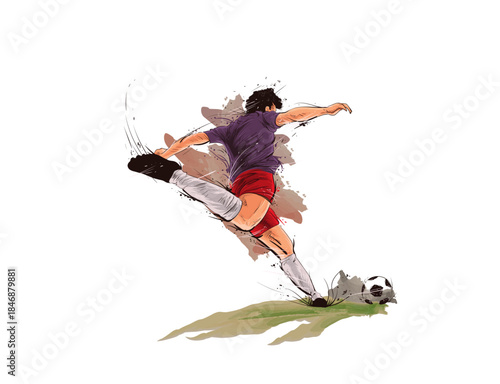 Vector illustrator photo of a person kicking a ball 