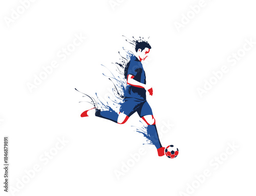 Vector illustrator photo of a person kicking a ball 