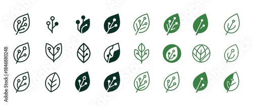 Green leaf icon set: nature-inspired designs for eco-friendly th