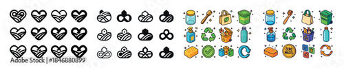 Eco-friendly icon set: sustainable and recyclable symbols for en