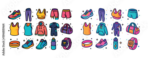 Colorful athletic apparel and accessories